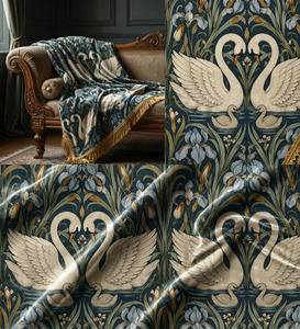 Tissu d'ameublement imprimé décoratif Swan Nouveau au mètre pour canapés, housses de coussin, décoration intérieure de luxe et mobilier - Product Image 5