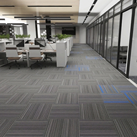 CHENGUANG Modern Polypropylene Washable Fireproof Sound Absorption Eco-Friendly Thin Square Loop Pile Striped Carpet Tiles PVC