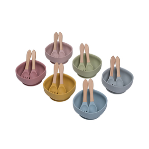 Nhãn Hiệu Riêng Không Độc Hại Silicone Hút Ăn Bát Muỗng Đặt Kid Đồ Ăn Trẻ Em Món Ăn Trẻ Sơ Sinh Đồ Dùng Bé Bộ Đồ Ăn - Product Image 1
