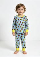 Combinaison bébé en tissu de bambou à imprimé animal 200-220 g/m², ensemble 2 pièces, vêtements de nuit unisexe pour bébé, fermeture éclair, boîte mystère personnalisable