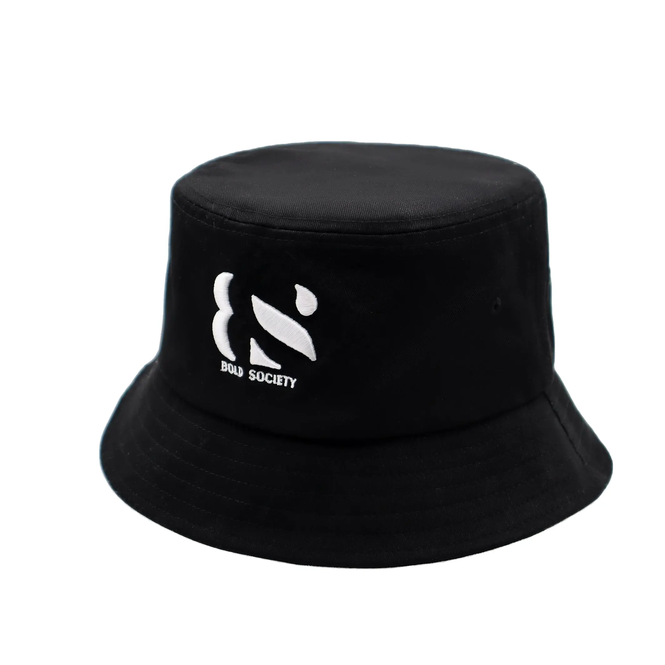 Unisex personalizzato ricamo 3D 100% cotone Twill bacinella cappelli cappelli con fodera foderata in seta di raso Shinny e Logo interno