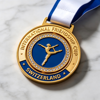 Médaille en alliage de zinc rotative 3D personnalisée en usine avec logo émaillé pour le badminton, le tennis de table et les sports – Médaille métallique rotative