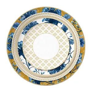 Atacado china fornecedor azul porcelana osso china dinnerware conjuntos personalizado luxo cerâmica jantar placa conjuntos