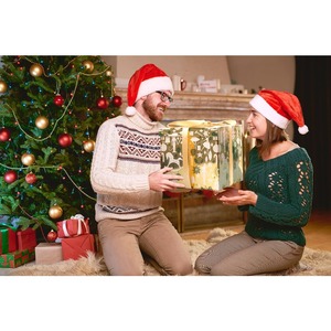 Jaywayang 10" <b>Large</b> Christmas Gift <b>Box</b> with Lid and Ribbon, Gold Gift <b>Box</b> with Paper Filler for Holiday Xmas Presents Wrapping. - Product Image 5