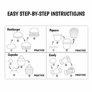 หนังสือ DIY สำหรับกิจกรรมในห้องเรียน ของใช้ในงานวันเกิด วิธีการวาดอาหาร ขนม หนังสือระบายสีสำหรับเด็ก - Product Image 2