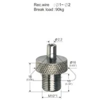 Support de câble pivotant réglable en laiton/fer moulé avec filetage externe M10 (nickel/chrome noir) pour suspension de luminaires