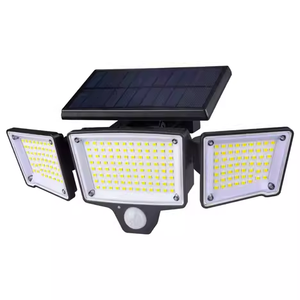 Lampe LED solaire extérieure 10W à trois têtes avec capteur, montage mural, du crépuscule à l'aube, télécommande, pour jardin et patio, HY 10, étanche IP65 - Product Image 1