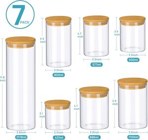 Large Size Air Tight High Borosilicate Glass Food Storage <b>Containers</b> Jar with Acacia Wood Lid Freezer Safe for Back to School - Product Image 4