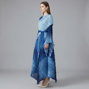 Nuovo Design 2026: Completo Due Pezzi in Tessuto Lavabile Plissettato, Gonna a Maniche Lunghe Irregolare, Abito Lungo Casual <span class=keywords><strong>da</strong></span> Donna Mediorientale - Product Image 2
