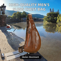 Sac bandoulière/à poitrine Luufan pour homme, personnalisé, de haute qualité, simple, tendance, imperméable, en cuir véritable