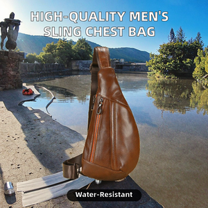 Bolso Bandolera Cruzado Simple de Alta Calidad para Hombre, Personalizado, de Cuero Genuino, con Cierre de Cremallera, Impermeable y Moderno - Product Image 2