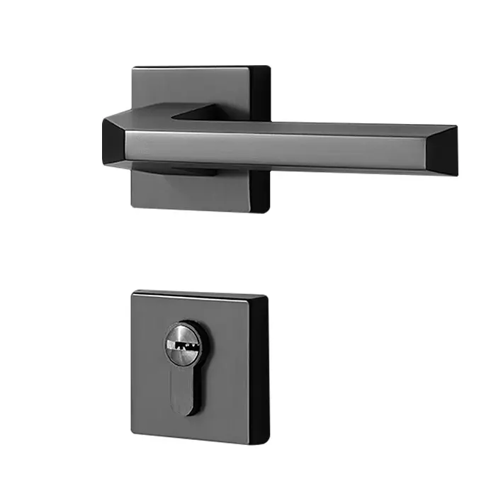 High Quality Zinc Alloy Black Handle Door Lock Split Lock Set Cylinder Wooden Door Lock