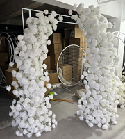 Gapura Bunga Buatan Bentuk Tanduk 8ft, Gapura Bunga Mawar Hydrangea Campuran untuk Resepsi Pernikahan Dalam Ruangan