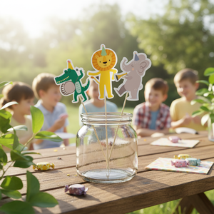 902361 Jungle <strong>Animal</strong> Band <strong>Cake</strong> <strong>Topper</strong> Picks Birthday Party Cupcake Decorations with Lion Elephant Giraffe and Crocodile - Product Image 4
