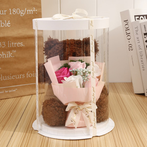 Artificial Soap Rose Stuffed Plush Bear Flower Bouquet With <b>Gift</b> <b>Box</b> for Valentine Day - Product Image 4