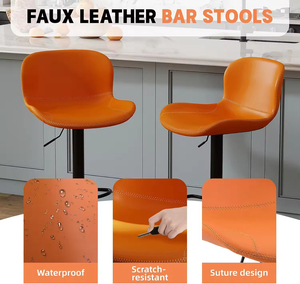 Ensemble <span class=keywords><strong>de</strong></span> tabourets <span class=keywords><strong>de</strong></span> <span class=keywords><strong>bar</strong></span> en cuir PU avec structure métallique, hauteur réglable, repose-pieds <span class=keywords><strong>pivotant</strong></span> avec dossier, <span class=keywords><strong>tabouret</strong></span> <span class=keywords><strong>de</strong></span> <span class=keywords><strong>bar</strong></span> moderne sans accoudoirs pour îlot <span class=keywords><strong>de</strong></span> cuisine - Product Image 1