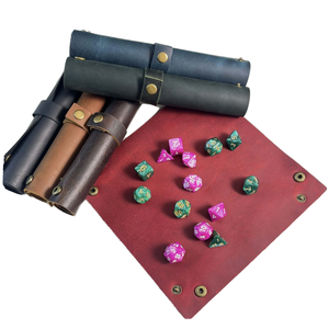 Plateau à dés DND en cuir véritable avec sangle Plateau en cuir RPG Plateau de valet <span class=keywords><strong>Crazy</strong></span> Horse Plateau à dés roulant en cuir - Product Image 5