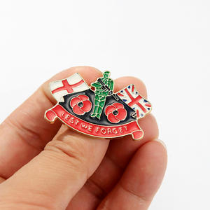 Biz unutmak broş korsage rozeti gelincik çiçeği İngiltere bayrağı anma günü hatıra mineli yaka rozeti - Product Image 3