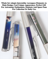 Stylo bille rotatif 3D personnalisé avec logo, fusée et astronaute flottants, thème spatial, flotteur liquide, boîte cadeau écologique en plastique