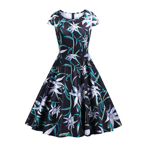 Robe grande taille Robe de soirée élégante d'été à fleurs pour femmes Vestidos Robes vintage des années 50 - Product Image 1