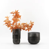 Meijian – Ensemble de pots à fleurs vintage en fer forgé ajouré, pots décoratifs en métal vieilli, courts et hauts, pour plantes d'intérieur