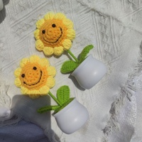 Tissé à la main Crochet coton tournesol Pot en pot artificiel souriant tournesol pour la journée des enseignants décor à la maison cadeau en gros