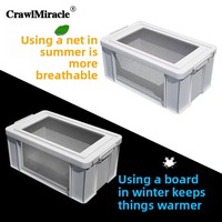 Terarium Kaca Transparan Berkualitas Tinggi untuk Reptil, Termometer Digital Model L730, Ventilasi, Gaya Kartun untuk Hewan Peliharaan