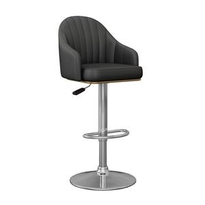 Taburete de bar con respaldo, estructura cromada, giratorio 360 grados, altura ajustable para uso comercial y doméstico - Product Image 5