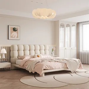 热卖现代设计美容泡泡木床架上套家具床睡觉