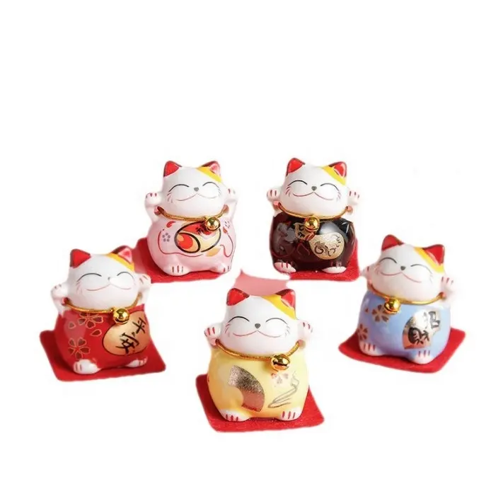 1.5 pollici regalo superiore porcellana giapponese piccola figurina regalo ceramica fortuna gatto fortunato Maneki Neko per la decorazione domestica dell'automobile dell'hotel