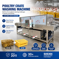 Machine de lavage industrielle entièrement automatique en acier inoxydable pour bacs à poisson, cages à poulet, paniers, plateaux à œufs et caisses alimentaires, avec fonction autonettoyante