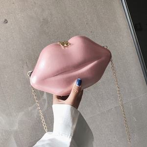 4 couleurs créatives de luxe brillant Pu femmes à grandes lèvres Double curseur Mini sac à main messager avec <span class=keywords><strong>compartiment</strong></span> interne - Product Image 3