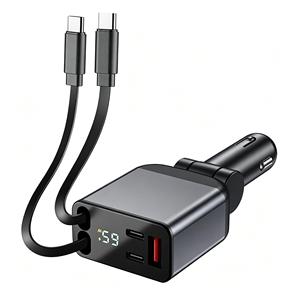 Chargeur de voiture STW en aluminium 4 en 1 super rapide PD 100W avec câble intégré, parmi les plus vendus - Product Image 1
