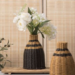 Vase vintage tissé à la main, forme irrégulière, vase à fleurs pour table, décoration artisanale pour la maison, vase pour fleurs séchées - Product Image 2