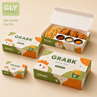 Boîte à repas en kraft personnalisée avec compartiments pour hamburger, poulet, frites, emballage jetable de qualité alimentaire pour plats à emporter