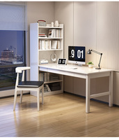 Bureau et étagère en bois massif - Bureau d'ordinateur intégré, bureau d'étude moderne pour la maison, bureau d'angle pour étudiants