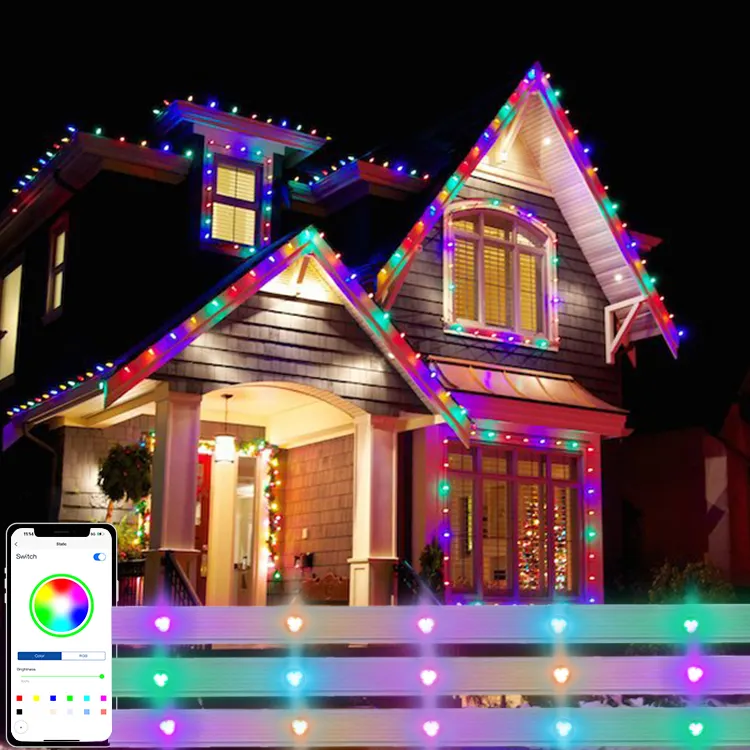Pixel-luces de Navidad coloridas para aleros de casa, Lámpara decorativa ip68, impermeable, luz de píxel permanente, 2023