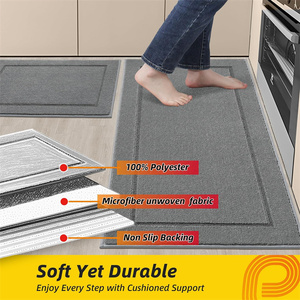 Alfombra gris absorbente resistente a la suciedad para cocina, alfombra lavable a máquina antideslizante para cocina, cómoda alfombra de pie - Product Image 3