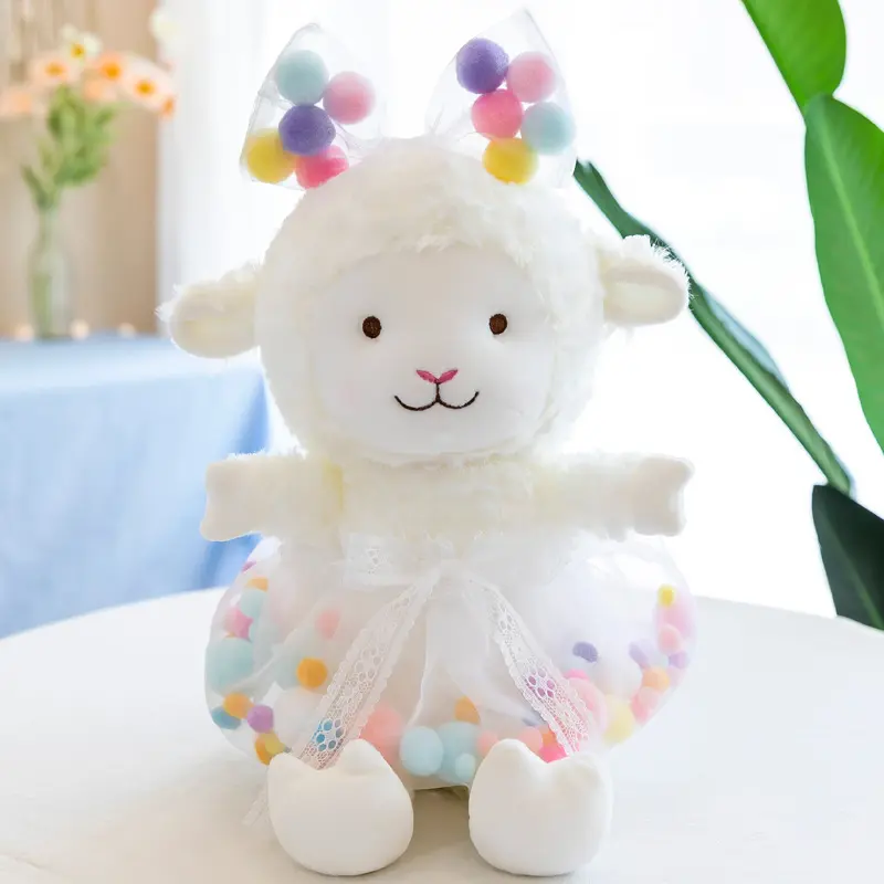 Kawaii tatlı koyun peluş oyuncak dolması süper yumuşak güzel giyinmiş koyun etek ile Skirt tarzı yatıştırmak oyuncak bebekler çocuklar için