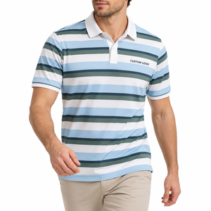 Polos pour hommes rayés à manches courtes, polo de golf, logo personnalisé, OEM ODM, fabricant de vêtements de sport - Product Image 5