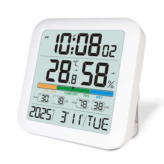 Modern Home Decoration Digital Alarm Clock Temperature Humidity Calendar Display Electronic Movement Wall Clock Table Clock