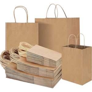 Factory Price Customized Print Logo <b>Biodegradable</b> Classic Fast Food Packaging Grocery Retail Take Away Brown Kraft <b>Paper</b> Bag - Product Image 1