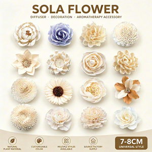 Livraison directe |   Plusieurs styles disponibles, diffuseurs de parfum en fleurs de Sola de 8 cm, fleurs en bois de Sola, décoration d'intérieur, fleurs séchées - Product Image 1