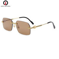 Lunettes de soleil carrées papillon tendance en métal, protection UV400, verres PC sans monture anti-reflet pour hommes