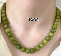 Kalung Choker Batu Akik Hijau Zooying, Rantai Batu Alam Bulat Buatan Tangan, Perhiasan Wanita Kustom Gaya Boho Musim Gugur-Musim Dingin