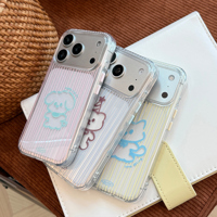 Coque de téléphone portable transparente à rayures verticales avec motif animal de dessin animé, grande fenêtre pour l'appareil photo, antichoc, en TPU, pour iPhone