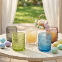Verre à eau en verre transparent texturé effet goutte de rosée rétro coloré, verre à cocktail, verre à jus, disponible en plusieurs couleurs