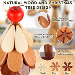 Hot Selling Foldable Christmas Tree Wooden Coaster Heat Resistant Natural <strong>Trivet</strong> for Hot Dishes Pan Kitchen Decor Accessories - Product Image 4