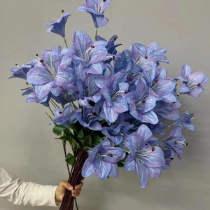 Fleurs décoratives artificielles de lys bleu violet rétro français de haute qualité Real Touch fait à la main pour Noël Saint Valentin - Product Image 3