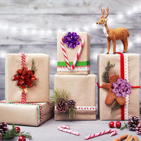 Vente en gros de nœuds en ruban floral mini étoile de 2,5 pouces en polypropylène, personnalisables, lavables, pour emballages cadeaux, Noël